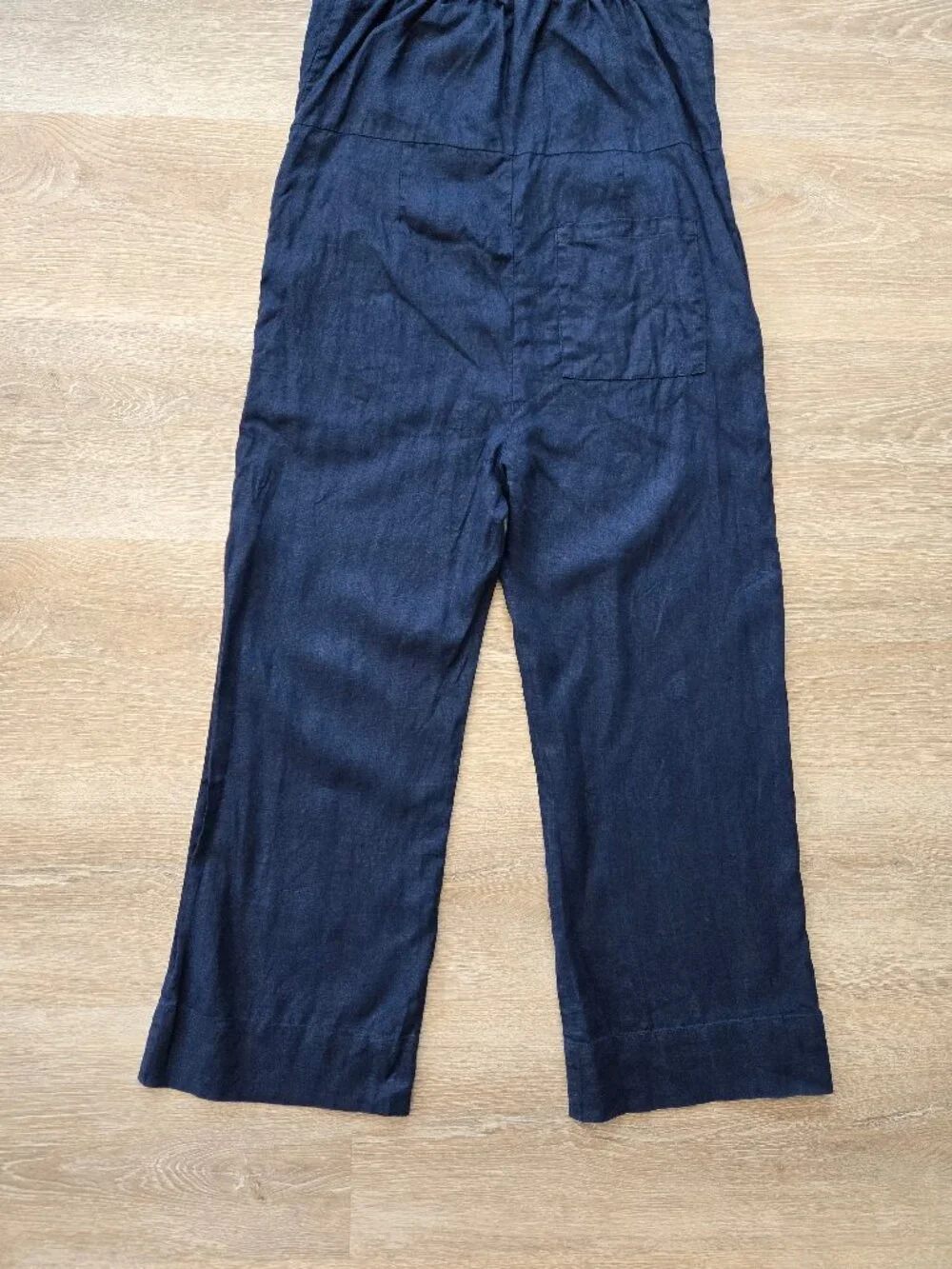 Quince European Linen Square Neck Jumpsuit Deep Navy Size S New With Tags